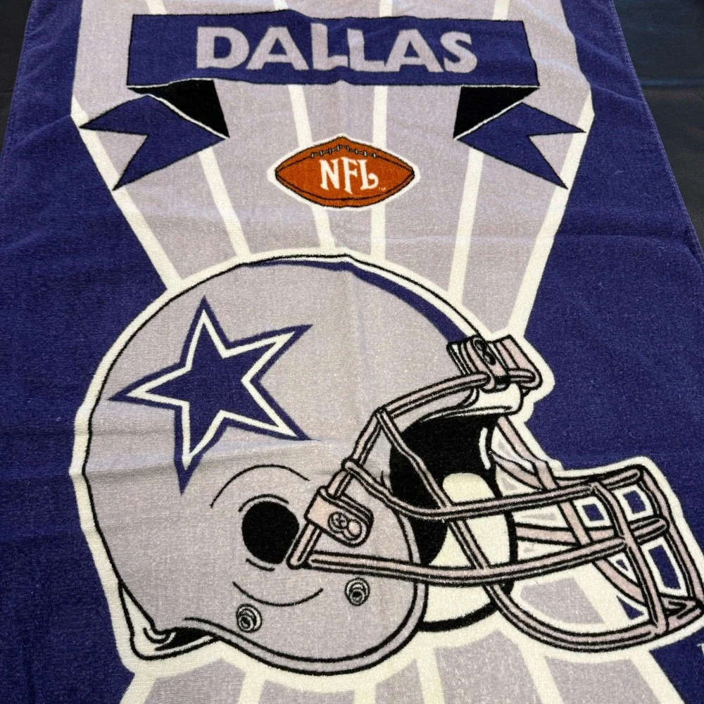 NFL Beach Towel Blue 1994 Dallas Cowboys Vintage Helmet Print Cotton